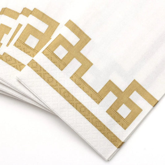 SERVILLETAS TOALLA DORADO-BLANCO