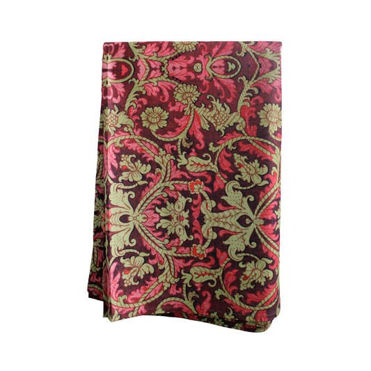 MANTEL FLORES ROJO / OCRE