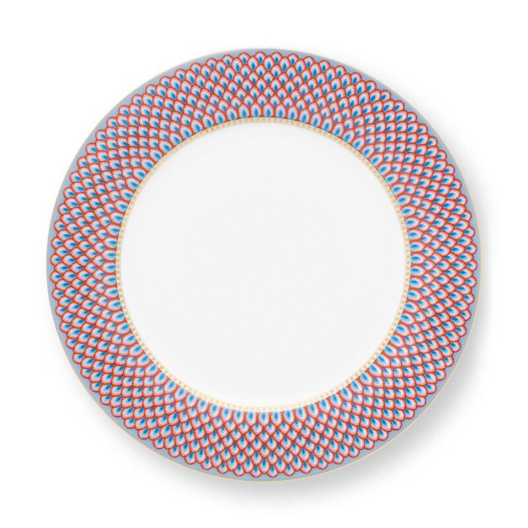 PLATO FLOWER FESTIVAL SCALLOP ROJO AZUL CLARO