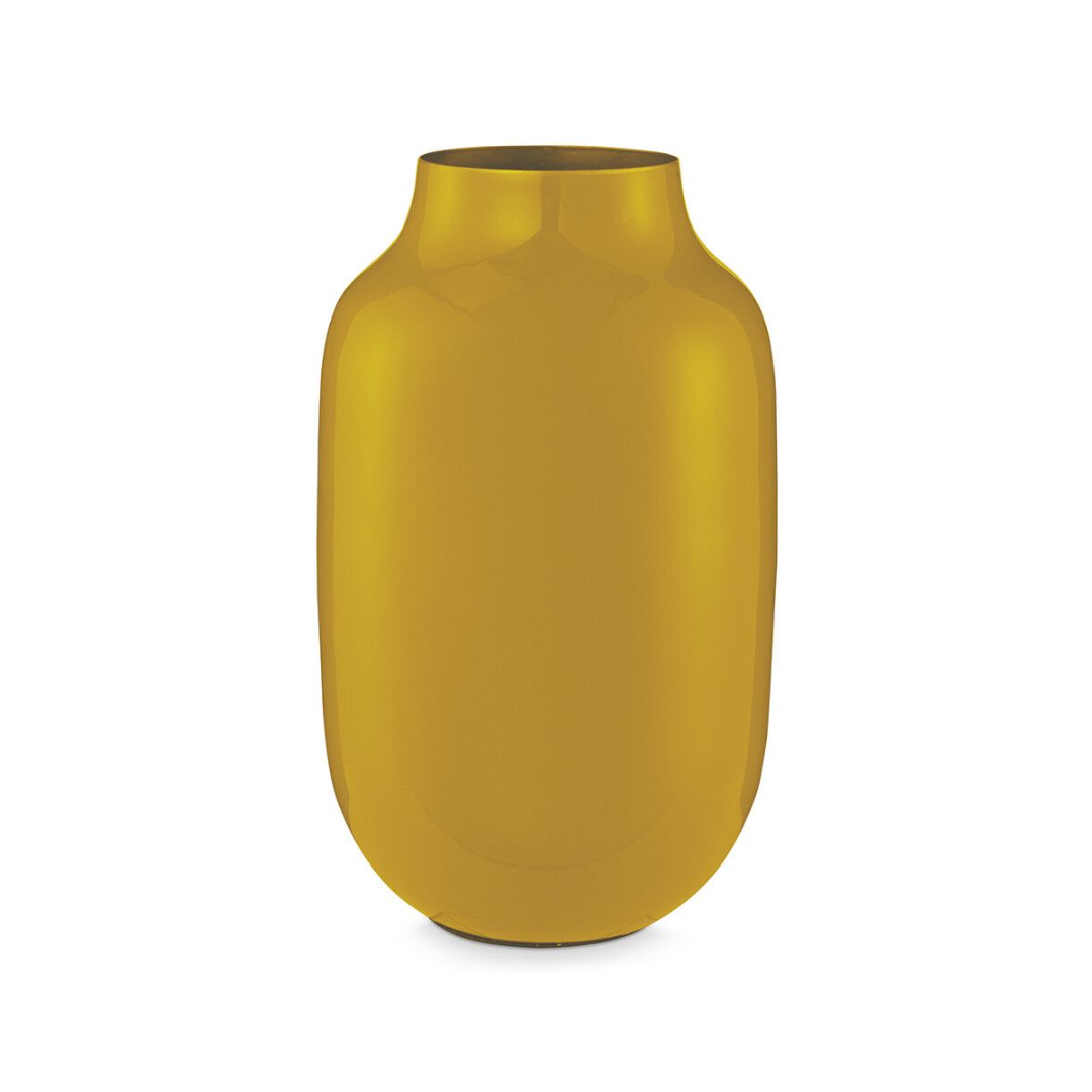JARRÓN METÁLICO OVALADO AMARILLO