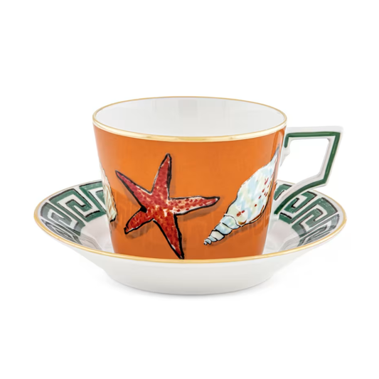 JUEGO DE 2 TAZA TE CON PLATO ROCK ORANGE IL VIAGGIO DI NETTUNO