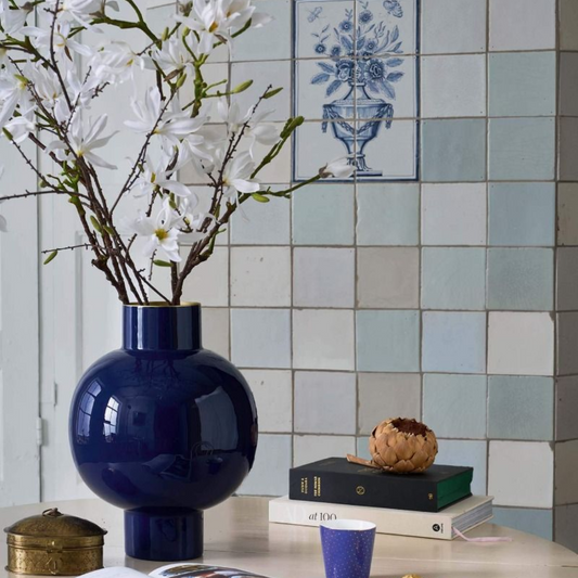 JARRÓN METÁLICO GRANDE AZUL
