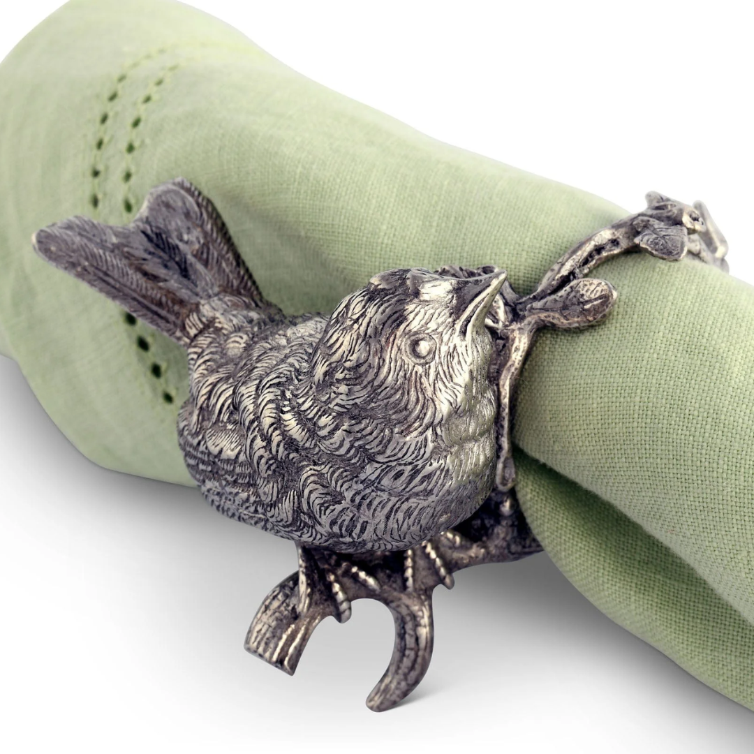 SERVILLETERO PÁJARO EN PELTRE