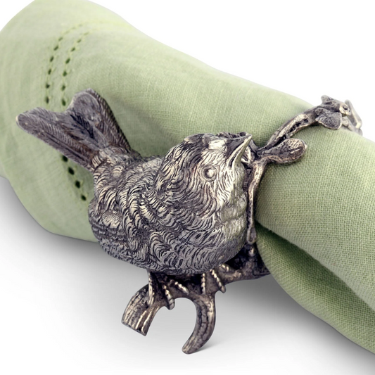 SERVILLETERO PÁJARO EN PELTRE