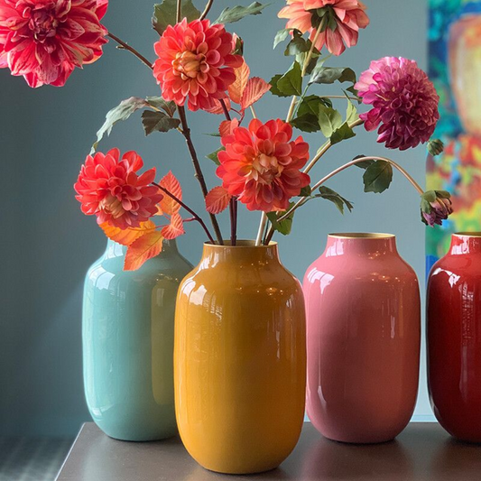 JARRÓN METÁLICO OVALADO AMARILLO