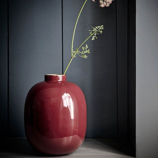 JARRÓN METÁLICO ROJO OSCURO