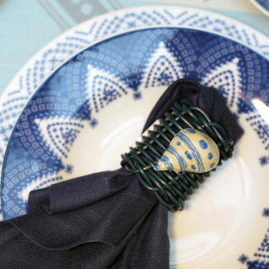 VAJILLA PORCELANA AZUL PUNTOS