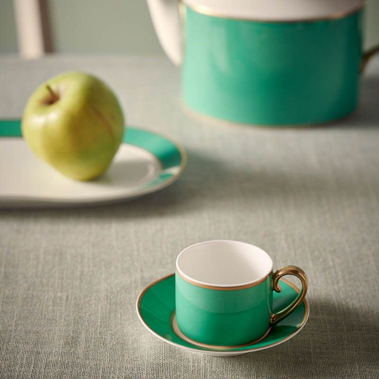 TAZA Y PLATO ESPRESSO PIP CHIQUE GOLD GREEN