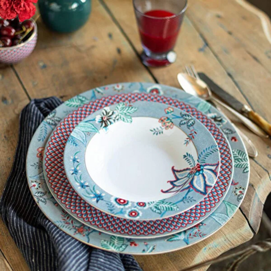 PLATO HONDO FESTIVAL FLORES AZUL CLARO