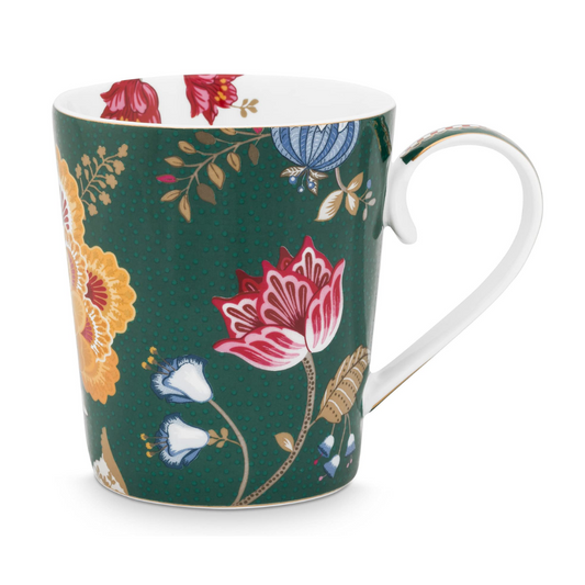 MUG VERDE LETRA H ALPHABET FLORAL FANTASY