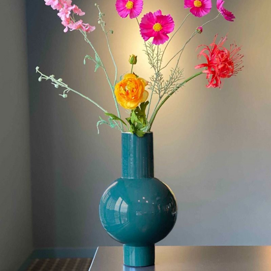 JARRÓN METÁLICO MEDIANO VERDE OSCURO