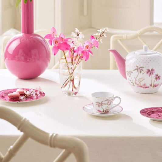 SET X 2 TAZAS ESPRESSO Y PLATOS JOLIE PUNTOS ORO ROSA