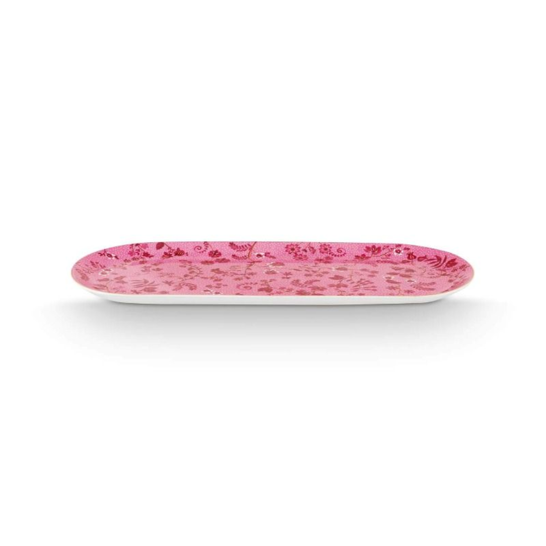 BANDEJA TORTA RECTANGULAR JOLIE FLORES ROSA