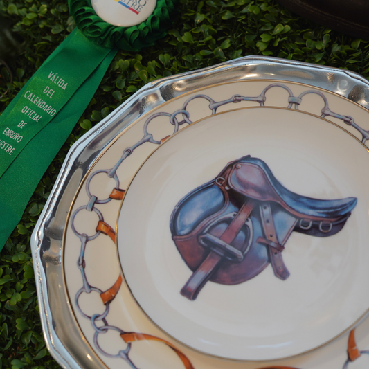 PLATO POSTRE SILLA DE MONTAR ECUESTRE