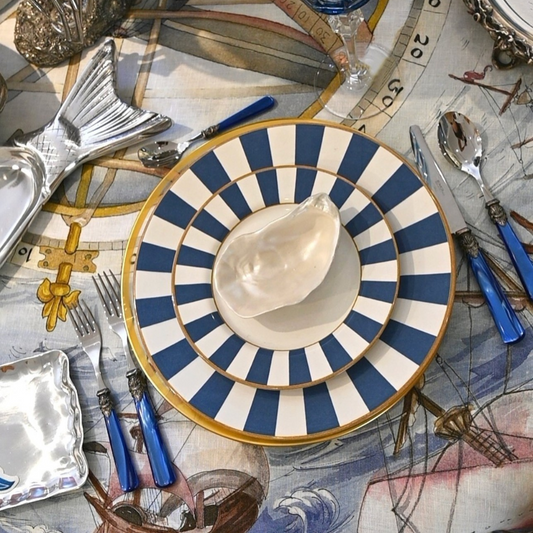 PLATO POSTRE STRIPE AZUL