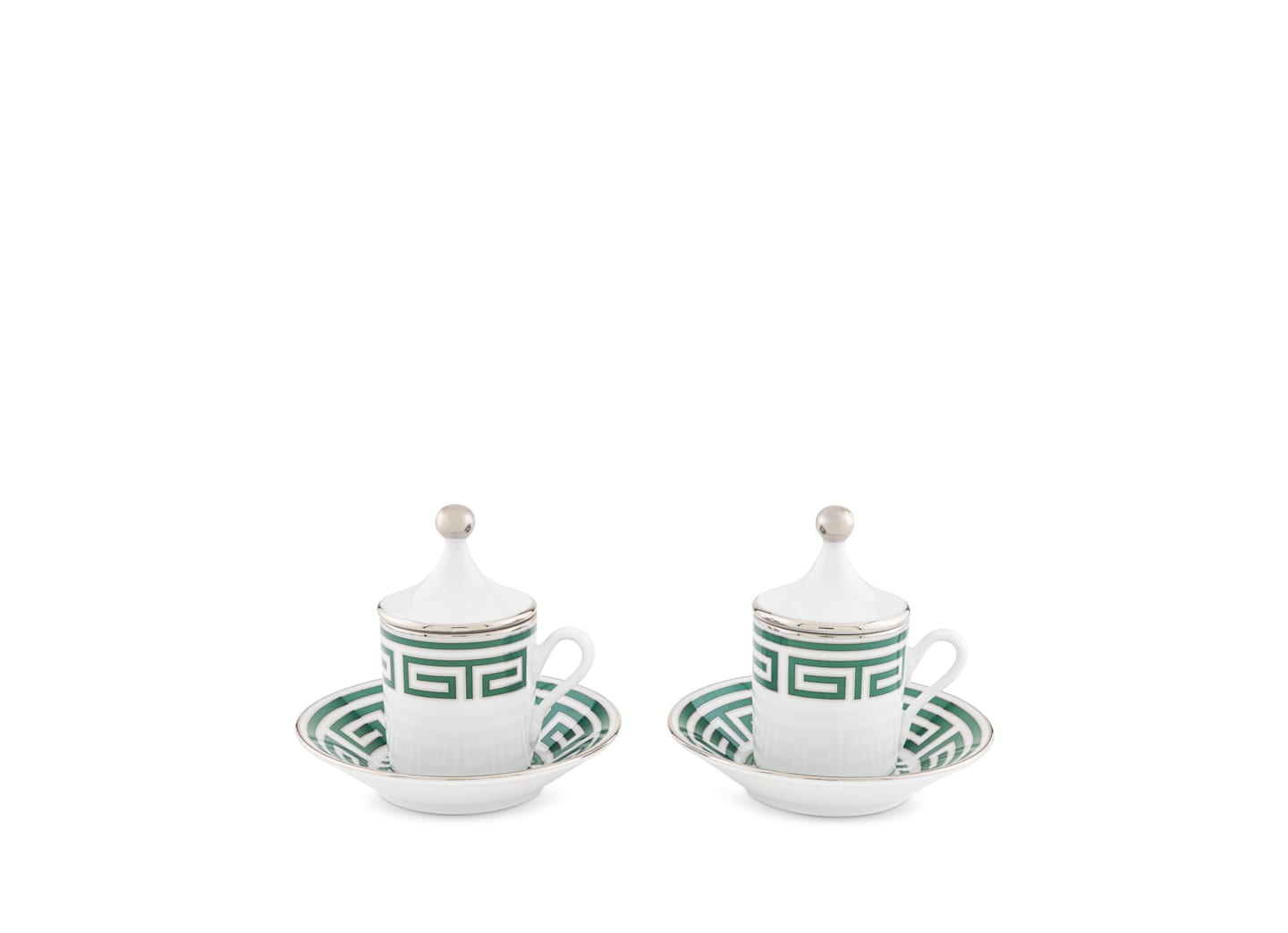 TAZA Y PLATO EXPRESO CON TAPA LABIRINTO SMERALDO