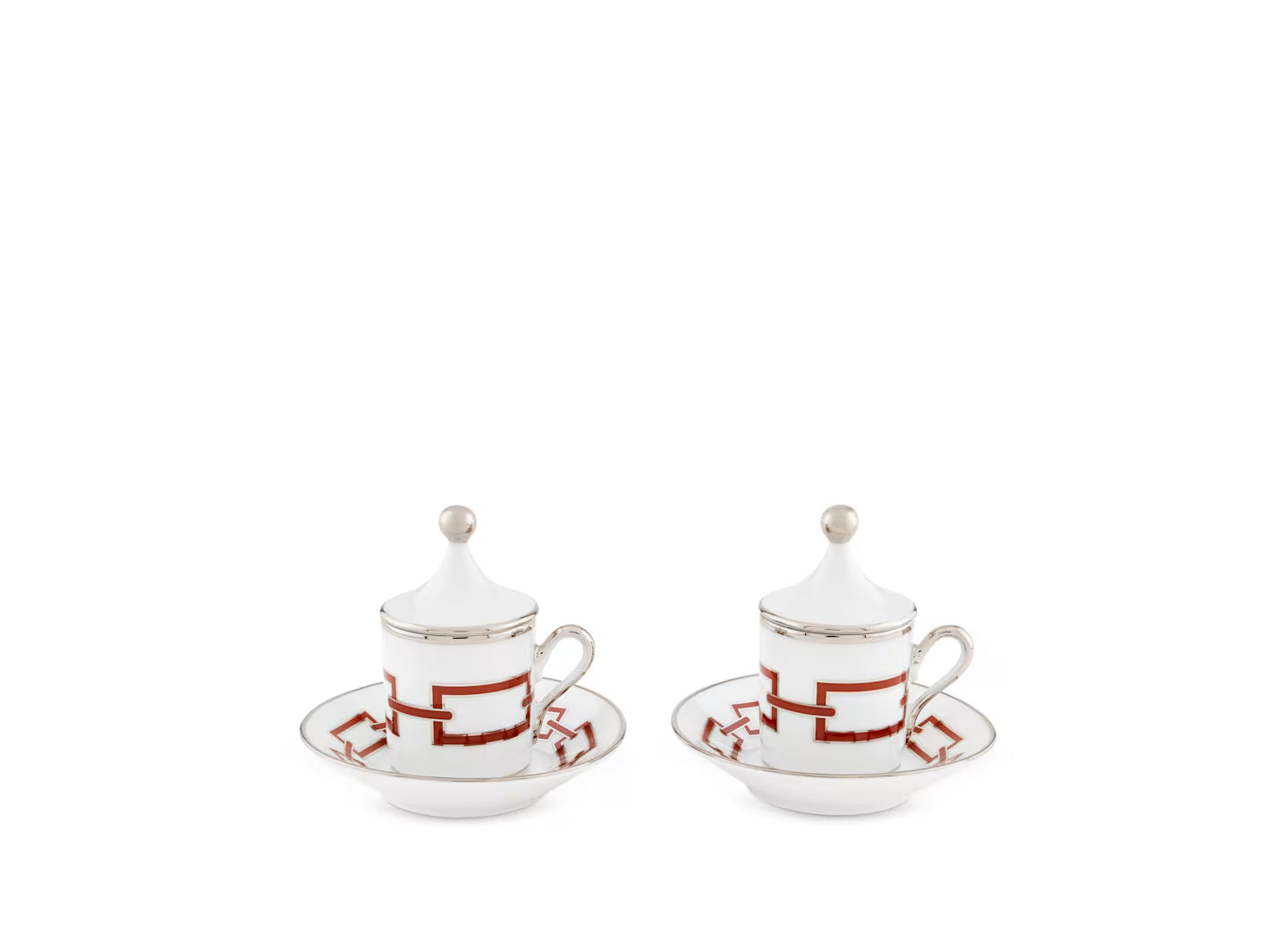 TAZA Y PLATO EXPRESO CON TAPA CATENE SCARLATTO