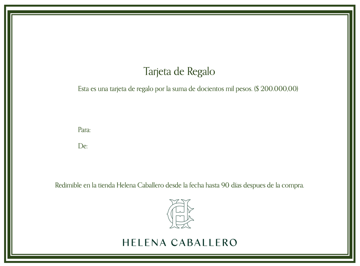 Tarjeta de regalo $200.000