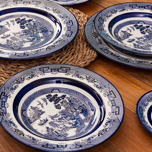 VAJILLA PORCELANA 30 PZAS 6 PTOS BLUE WILLOW