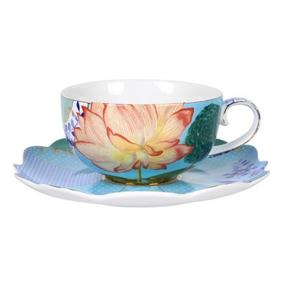 TAZA Y PLATO  ROYAL MULTICOLOR