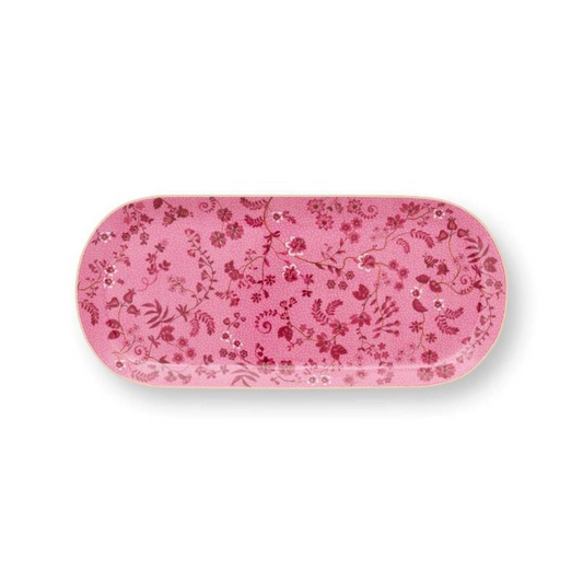 BANDEJA TORTA RECTANGULAR JOLIE FLORES ROSA