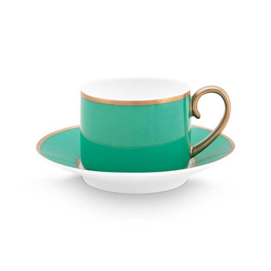TAZA Y PLATO ESPRESSO PIP CHIQUE GOLD GREEN