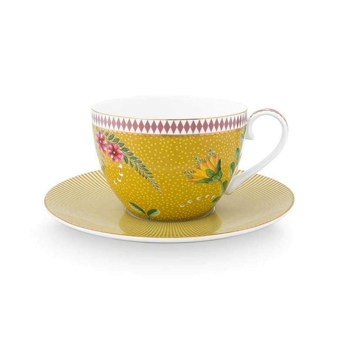 TAZA Y PLATO  AMARILLO LA MAJORELLE