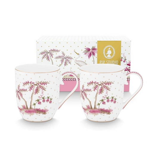 SET X2 MUGS PEQUEÑOS JOLIE PUNTOS ORO ROSA