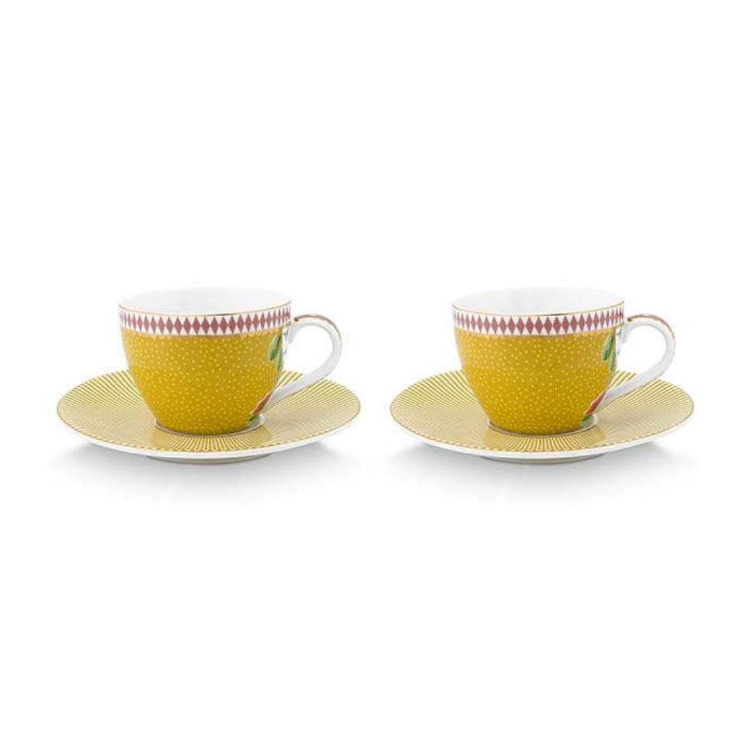 JUEGO DE DOS TAZAS Y PLATOS PARA ESPRESSO AMARILLO LA MAJORELLE