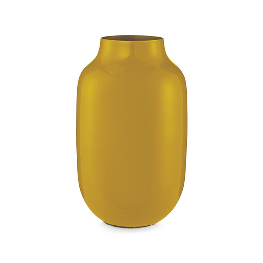 JARRÓN METÁLICO OVALADO AMARILLO