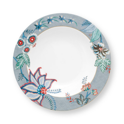 PLATO HONDO FESTIVAL FLORES AZUL CLARO