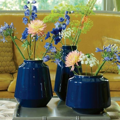 JARRÓN DE METAL AZUL 36CM