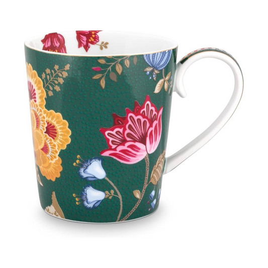 MUG VERDE LETRA B ALPHABET FLORAL FANTASY