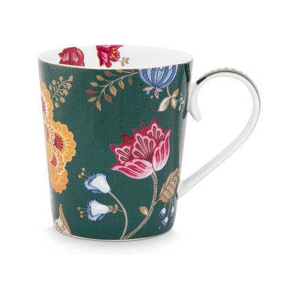 MUG VERDE LETRA N ALPHABET FLORAL FANTASY