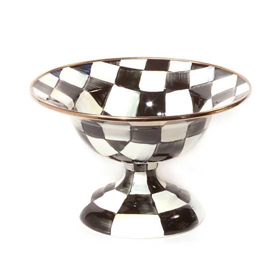 Bowl con pedestal esmaltado a  cuadros cortesanos courtly check