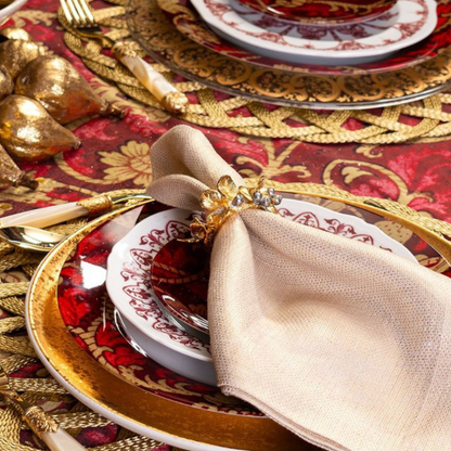 SERVILLETERO DORADO DE BAYAS DE INVIERNO