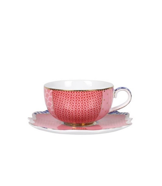 Taza y Plato  para  Espresso Rosado Royal Multi