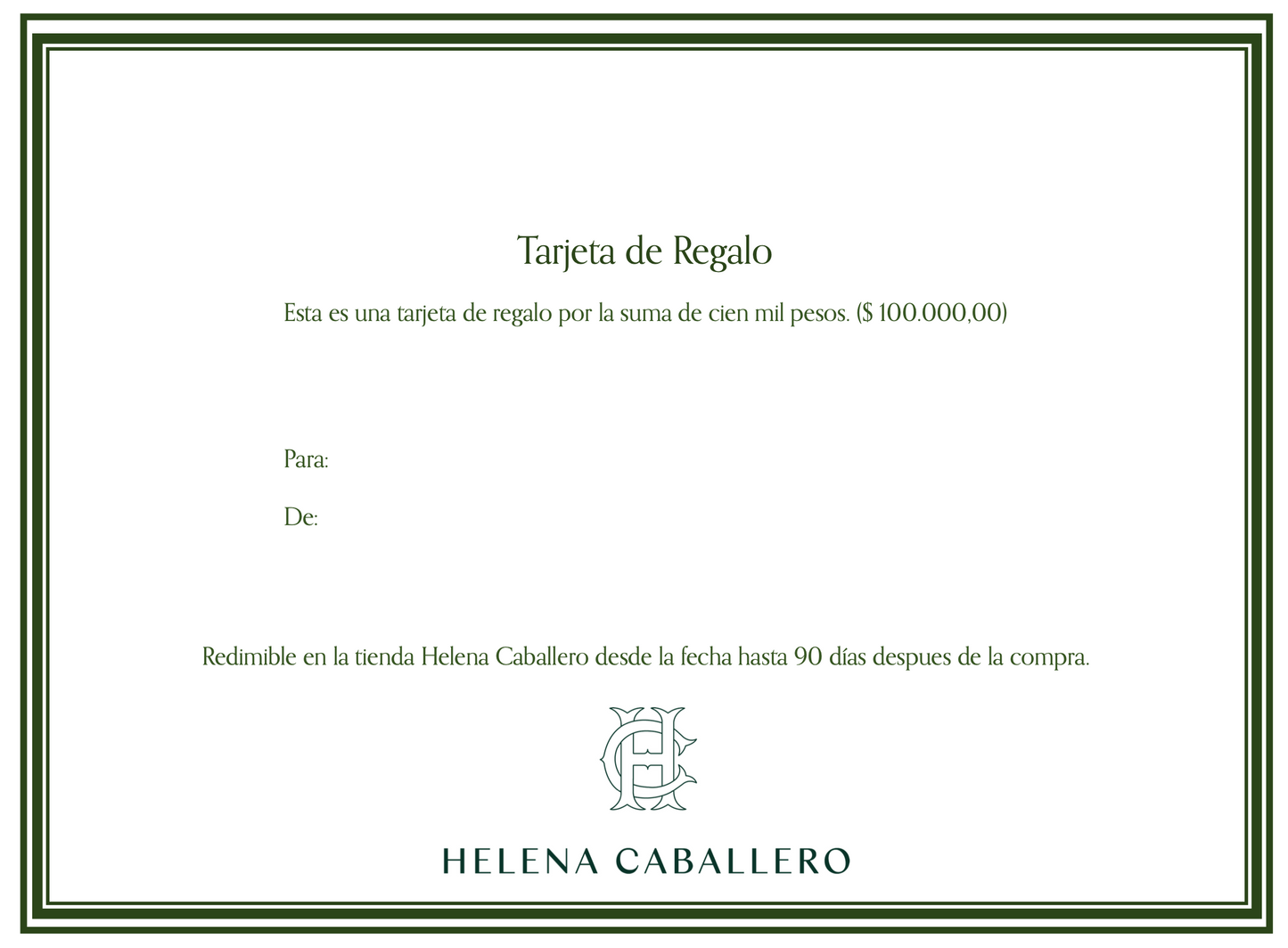 Tarjeta de regalo $100.000