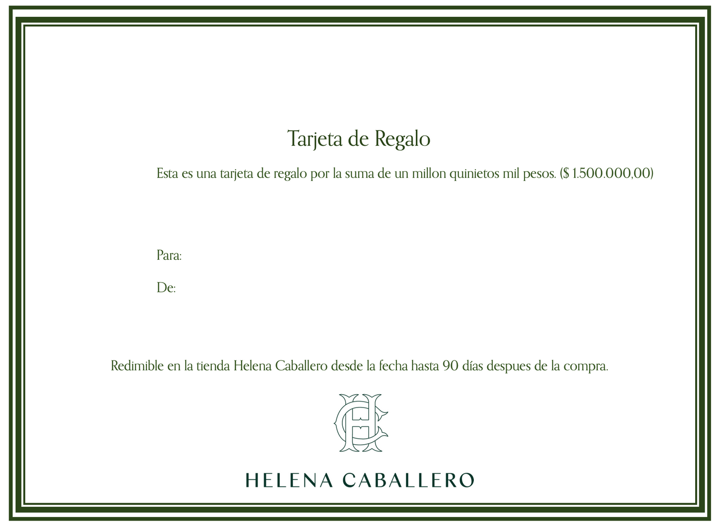 Tarjeta de regalo $1.500.000