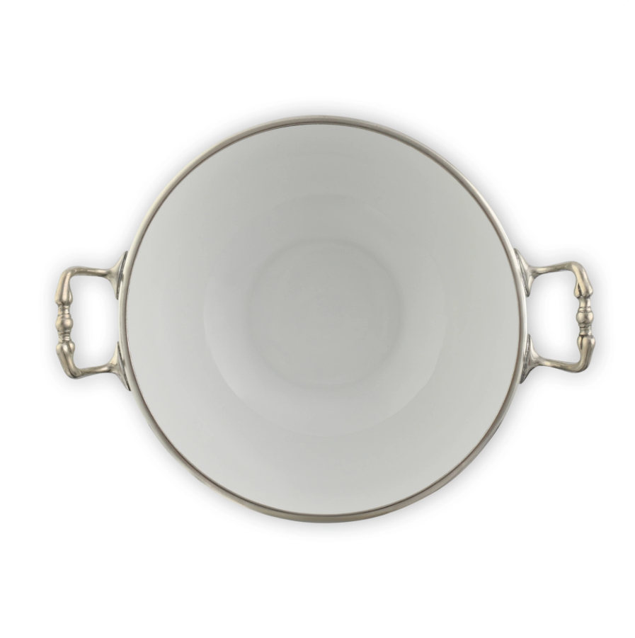 BOWL DE PORCELANA CON ASAS EN PELTRE