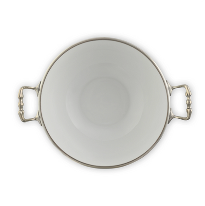 BOWL DE PORCELANA CON ASAS EN PELTRE
