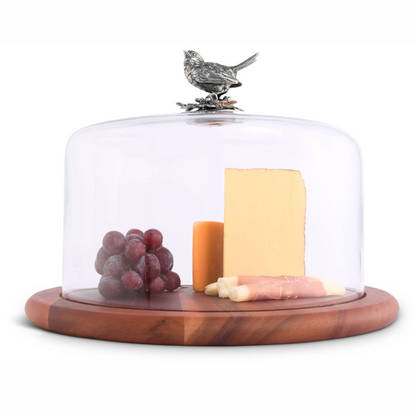 TABLA DE QUESO CON CUBIERTA DE VIDRIO PAJARO