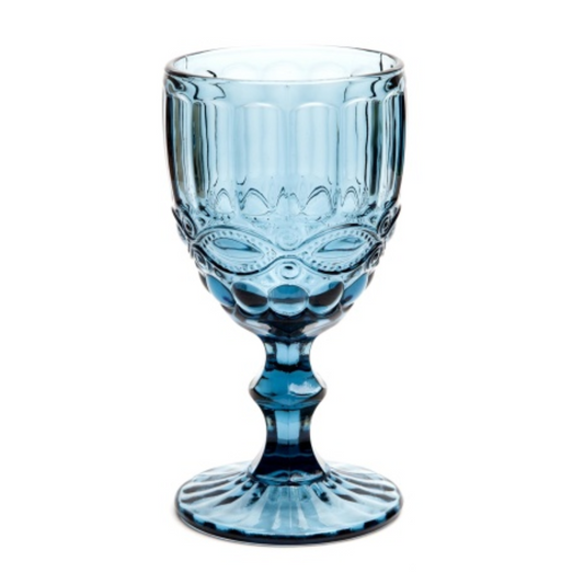 SET x6 COPAS VINO AGUA VINTAGE AZUL