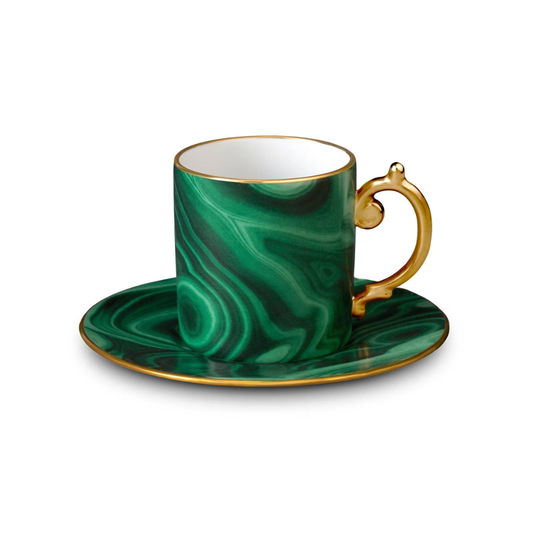 TAZA Y PLATO EXPRESO MALAQUITA