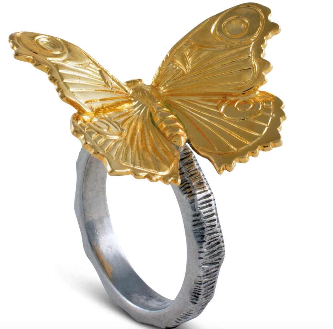 SERVILLETEROS CON MARIPOSAS DORADAS