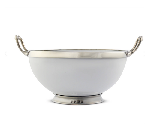 BOWL DE PORCELANA CON ASAS EN PELTRE