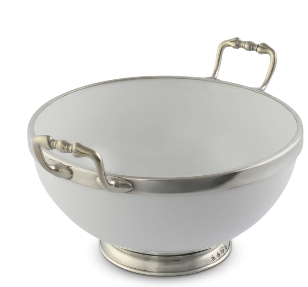 BOWL DE PORCELANA CON ASAS EN PELTRE