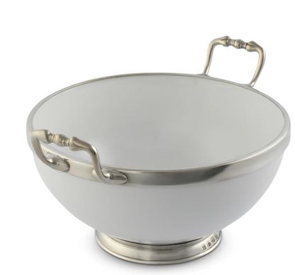 BOWL DE PORCELANA CON ASAS EN PELTRE