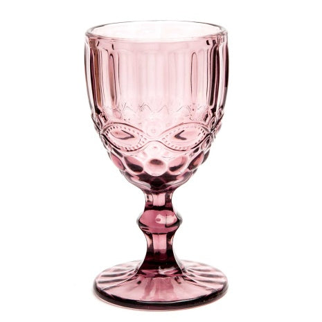 SET x6 COPAS VINO AGUA VINTAGE ROSA