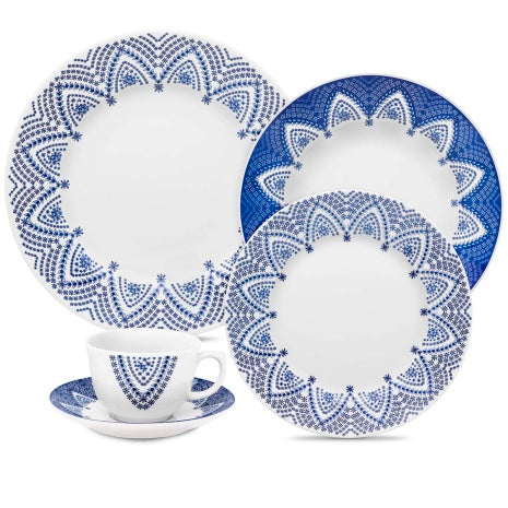VAJILLA PORCELANA AZUL PUNTOS